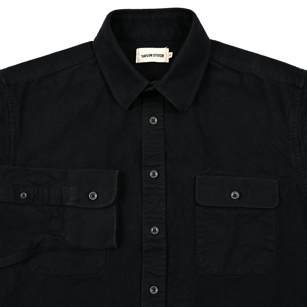Taylor Stitch Yosemite Chamois Flannel Cotton Work Shirt Men's 42 Large Black